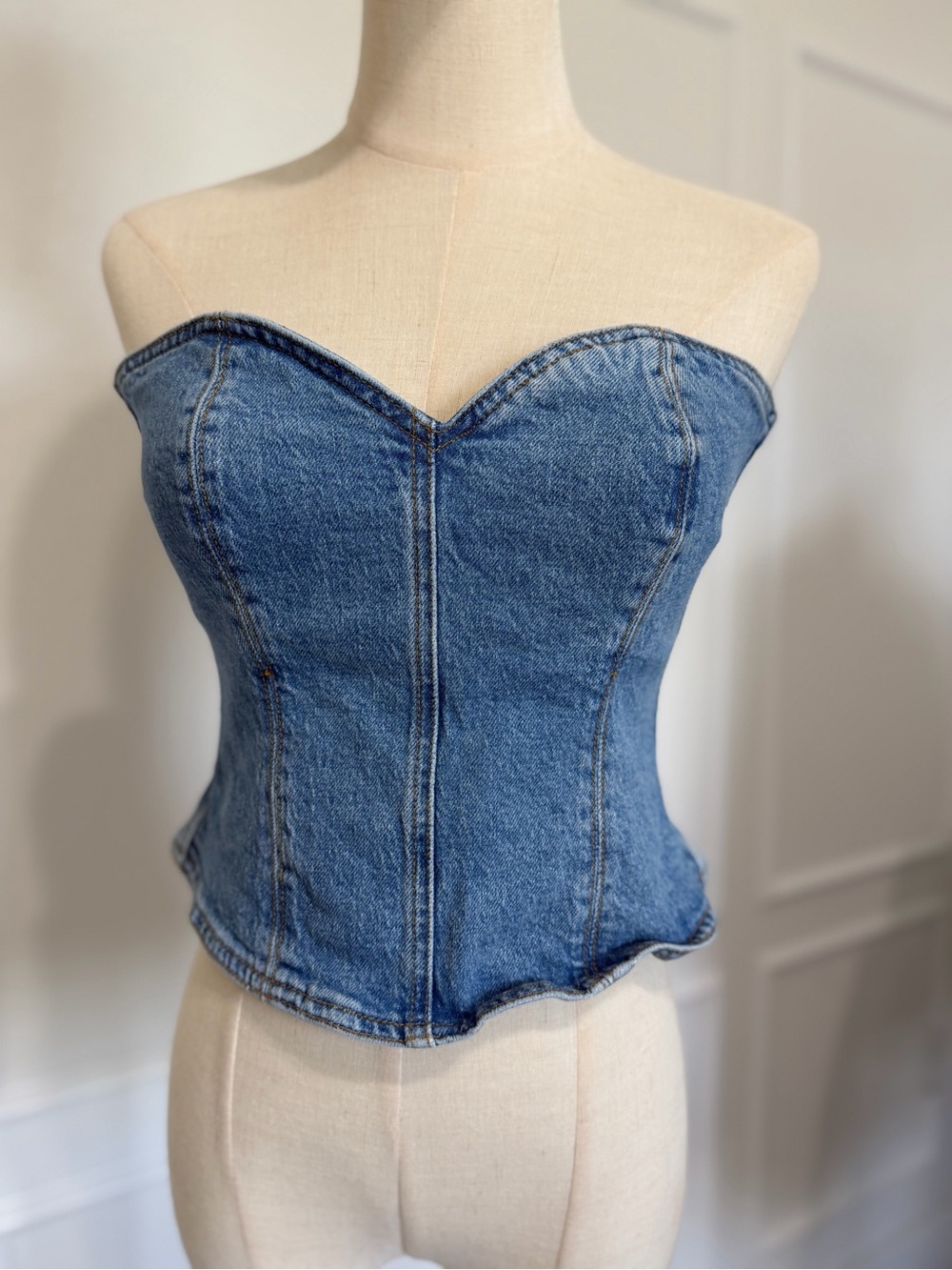 Zara Denim Corset Top - Blue